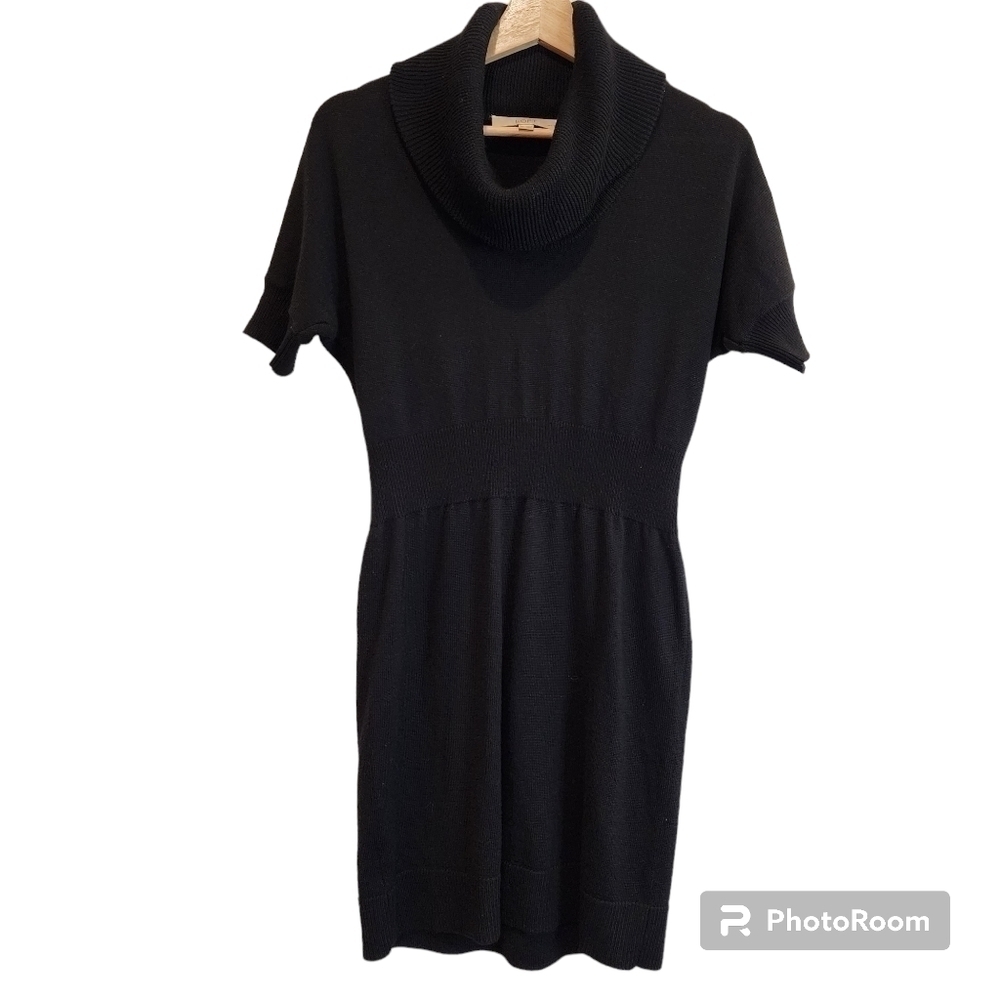 Loft Dress S P  Black Holiday Party Dress Knee Length Merino Wool Blend